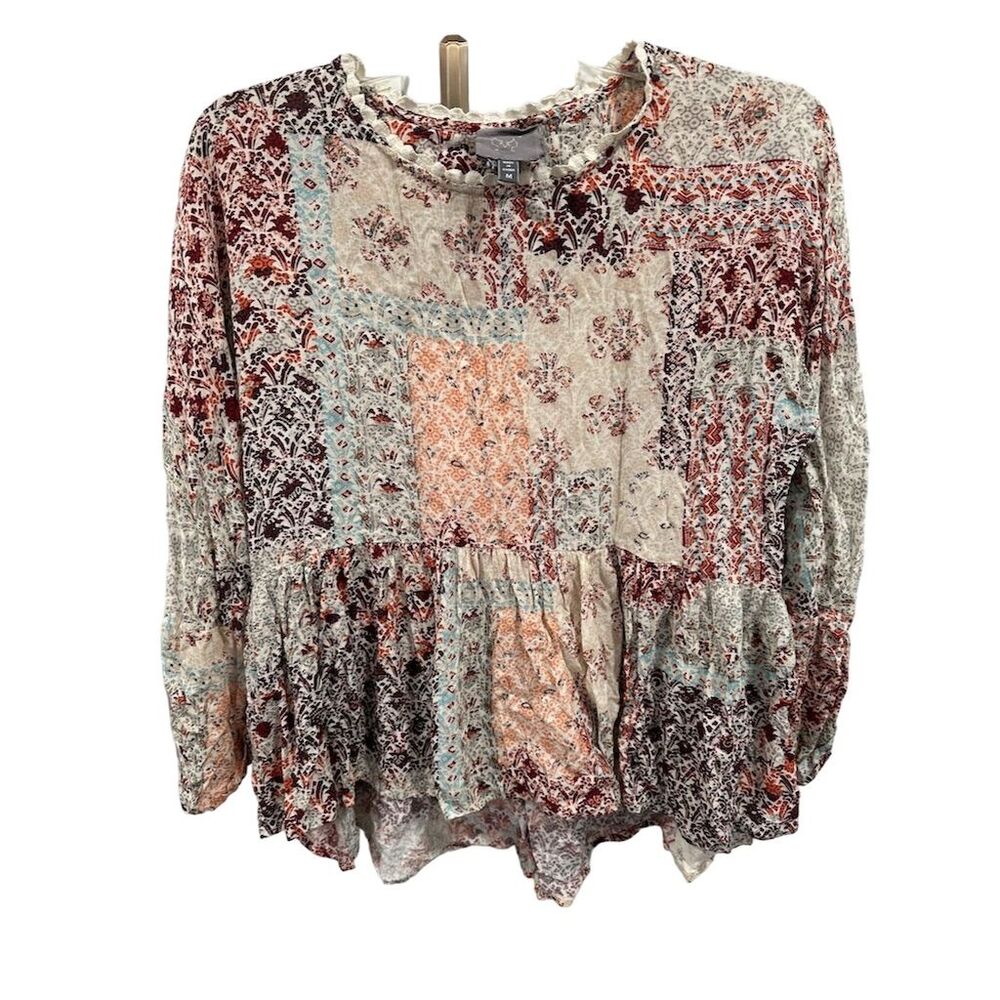 Anthropologie Vanessa Virginia Women's Floral Patchwork‎ Blouse Size M